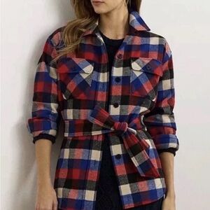 Lauren Ralph Lauren Buffalo Check Belted Twill Shirt Jacket Wool Blend
Jacket XL